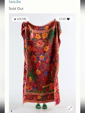 FARM Rio×Anthropologie Cotton Floral Throw Blanket